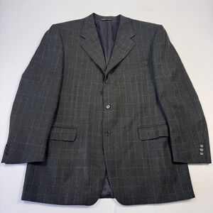Canali Suit Jacket‎ Mens 54 Gray Check Wool Cashmere Tweed Sport Coat Made Italy